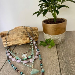 Lucious Layered Bohemian Necklace, Colorful Boho Beaded Necklace, Bohemian Jewelry, Unique Bohemian Statement Necklace