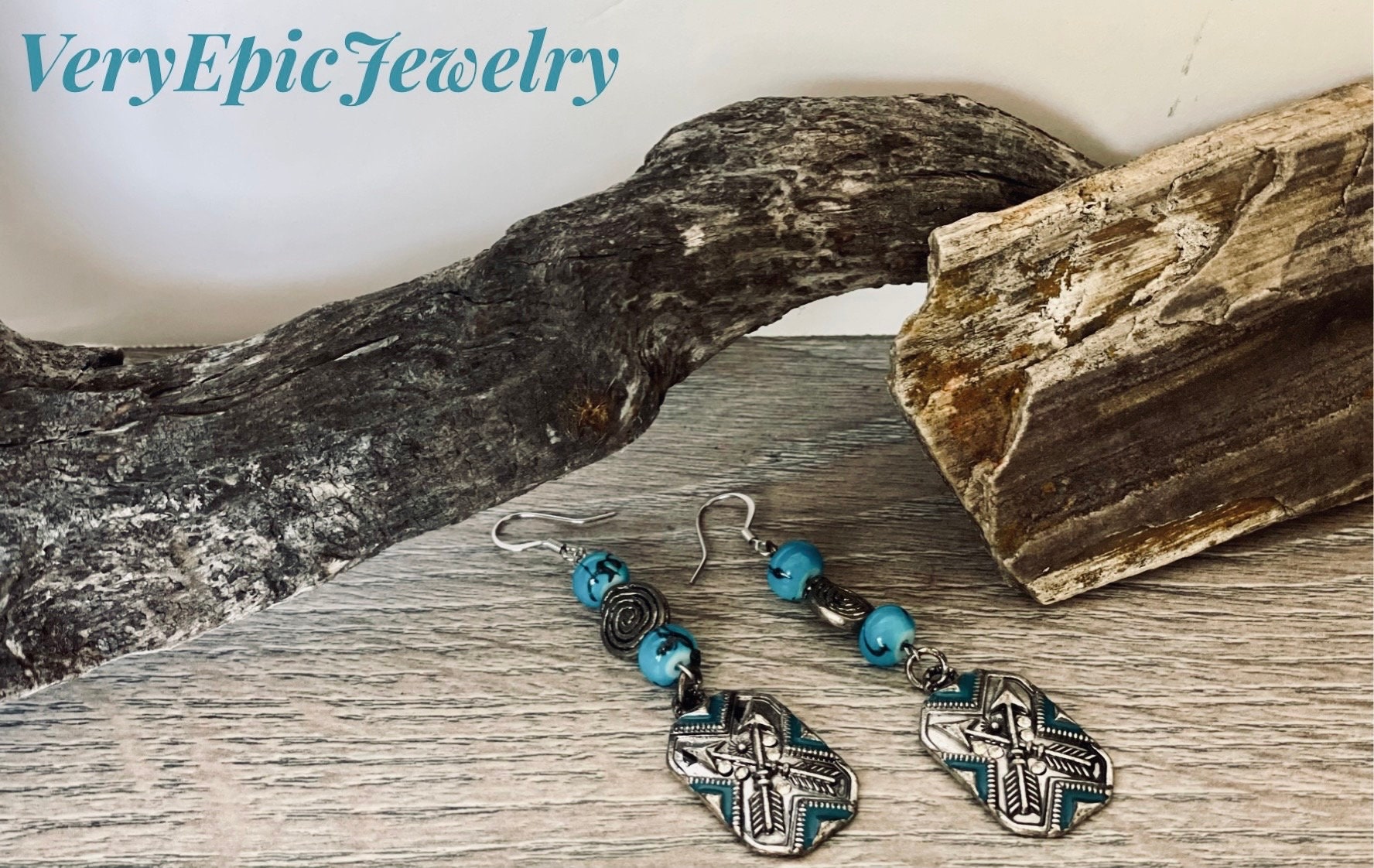 Orecchini Lunghi Etnici A Freccia - Argento Placcato, Fatti A Mano (UK) - Stile Boho