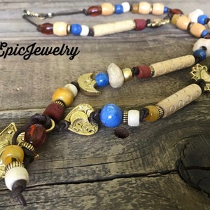Earthy Rustic Necklace, Star Heart Medallion Necklace, Moon Stars Necklace, Bohemian Necklace, Celestial Necklace, Boho Tribal Necklace,
