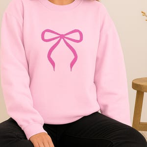 Bow Embroidered Crewneck Sweatshirt: Cotton-Blend Cozy Pullover
