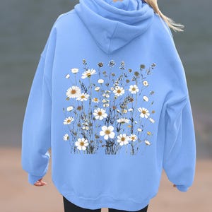 Floral Print Hoodie: Women&#39;s Wildflower Sweatshirt, Beach Pullover