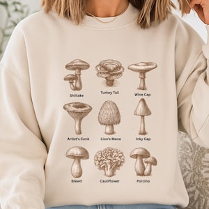 Vintage Mushroom Crewneck Sweatshirt: Cottagecore Nature Lover Gift