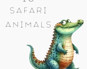Safari Animal PNG & JPG: Watercolor Clipart (Digital Download)