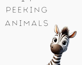 Peeking Animal PNG & JPG: Watercolor Clipart (Digital Download)