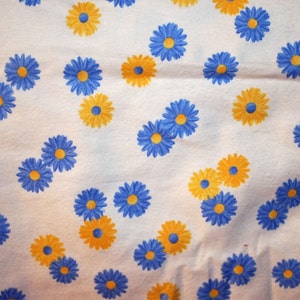 Yellow and Blue Flowered Flannel Pillowcase