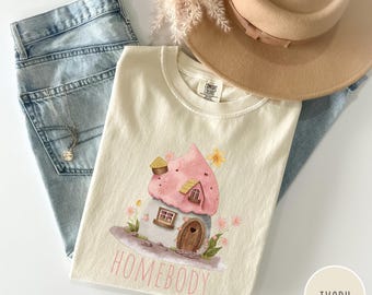 Homebody Mushroom Comfort Colors T-shirt, Cottagecore Shirt, Introvert Shirt, Homebody Shirt, Whimsical Shirt, Reading Shirt, Mushroom Shirt