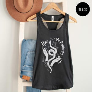 Hex the Patriarchy Racerback Tank Top, Celestial Snake Tank, Cottagecore Feminist Tank, F the Patriarchy, Moon Phases Top, Summer Witchy Tee