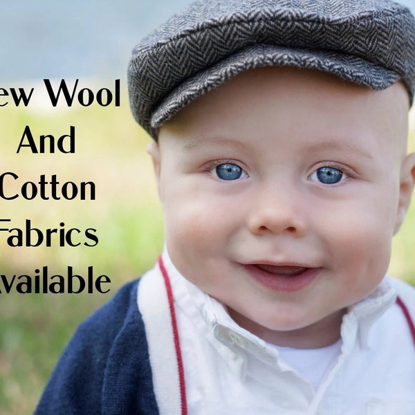 Newsboy Baby Flat Cap, Newborn Infant Photo Prop, Wool Blend Vintage Style News Boy Hat, Derby Skally Skully Golfers Wedding Irish 15 Colors