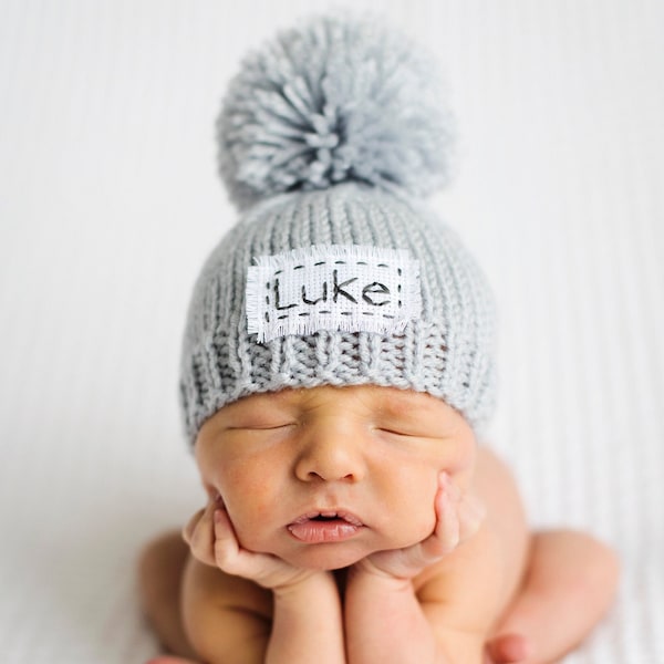 Monogrammed Newborn Baby Hat, Personalized Baby Boy Coming Home Embroidered Baby Girl Cap, Newborn Baby Outfit Baby Announcement Baby Reveal