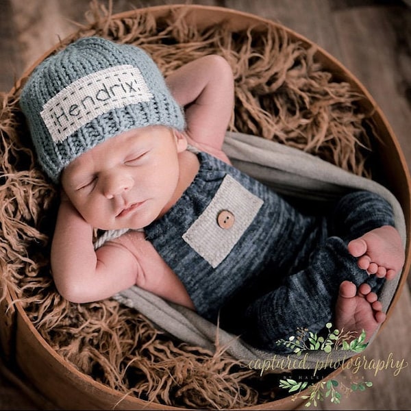 Personalized Newborn Baby Hat, Infant Coming Home Cap Newborn Name Hat, Monogrammed Cap New Baby Keepsake Photo Prop Beanie Over 50 Colors