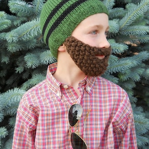 Beard Hat, Knit Boys Mens Cap, Knitted Beanie Beard, You Choose Hat & Beard Color, Toque, Toddler Children. Youth Teen Adult, Custom