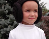 Sombrero de moño inspirado en la princesa Leia, peluca, disfraz, negro, marrón, bebé, niños, tamaños para adolescentes y adultos Star Friends Space Wars Fan, Halloween
