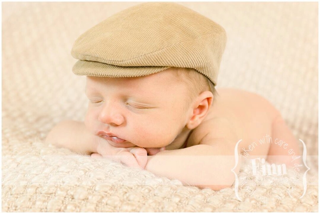 Newsboy Baby Flat Cap, Newborn Infant Photo Prop, Vintage Style News
