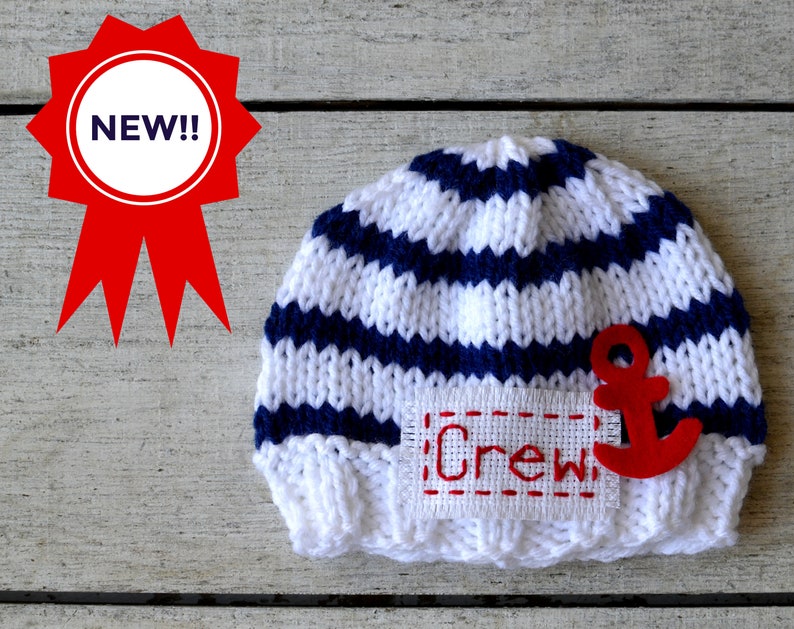 Personalized Sailor Hat Nautical Newborn Knit Hat Baby Knitted Etsy
