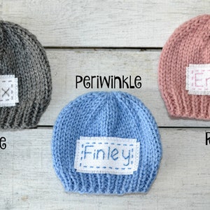 Personalized Name Tags Hand Embroidered Name Tag, Monogram, Newborn Baby Name Hat Label, Keepsake, Add To Your Own Hat 50 Thread Colors image 3
