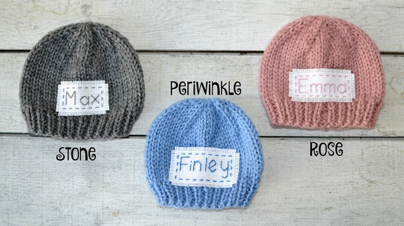 Personalized Name Tags Hand Embroidered Name Tag, Monogram, Newborn Baby Name Hat Label, Keepsake, Add To Your Own Hat 50 Thread Colors image 3