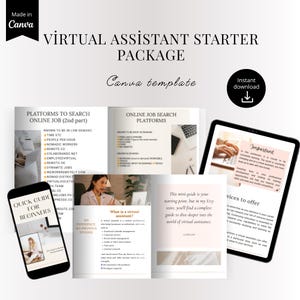Virtual Assistant Starter Guide: Canva Templates, Service Guide (PDF)
