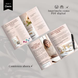 K&ouml;nnte beinhalten: Eine Brosch&uuml;re mit hellrosa Hintergrund und Text auf Spanisch und Englisch. Der Titel der Brosch&uuml;re lautet "PLATAFORMAS PARA ENCONTRAR TRABAJOS ONLINE PARTE I". Die Brosch&uuml;re enth&auml;lt auch den Text "Imprimelo como PDF digital" und "Comienza ahora."