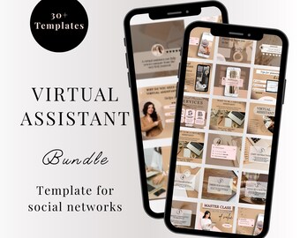 Instagram Virtueller Assistent Vorlagen: Bearbeitbares Canva Kit (Digitaler Download)