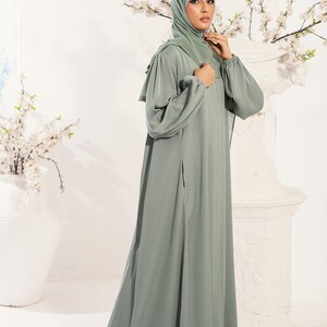 green emerald velvet dress Luxury Sage Green Dubai Evening Dresses Mermaid Muslim Long Sleeves SS398, Lilac / 12 main image 1