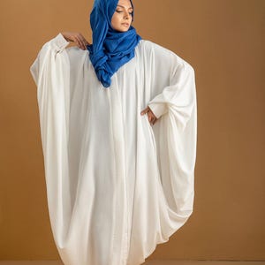 Vit fjärilsabayaklänning för Eid Ramadan Hajj Umrah