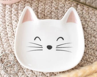 Ceramic Cat Face Trinket Dish, Cat Lover Gift