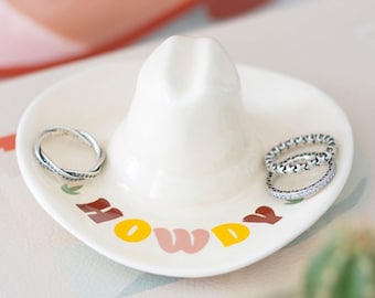 Howdy Cowboy Hat Ceramic Ring Dish & Jewellery Trinket Home Decor Storage Dish Gift