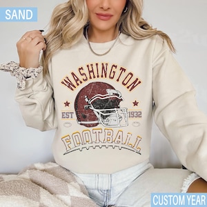 ヴィンテージ ワシントン フットボール スウェットシャツ、ワシントン フットボール シャツ、ワシントン フットボール ファン T シャツ、ワシントン T シャツ、試合当日のアパレル