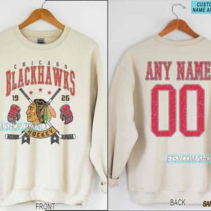 Personalized Chicago Hockey Sweatshirt, Chicago Blackhawks crewneck, Chicago Hockey shirt, Custom Hockey Shirt, Hockey Number Shirt
