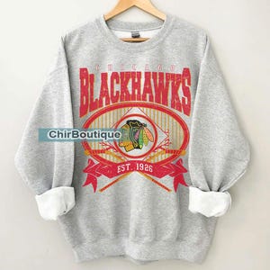 Chicago Blackhawks Vintage 90s Sweatshirt, Retro Hockey Crewneck, Christmas Gift, Unisex Jersey Hoodie