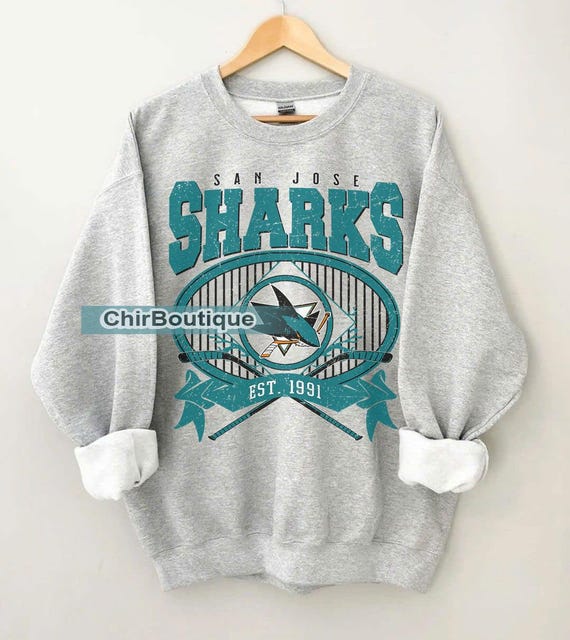 Sudadera vintage de los San Jose Sharks de los años 90, cuello