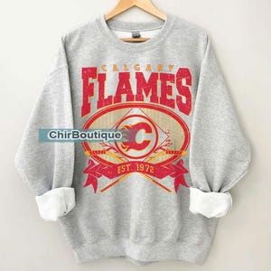 Calgary Flames Vintage 90s Sweatshirt, Ice Hockey Shirt, Ice Hockey Crewneck, Calgary Flames Fan Gift Unisex Hoodie