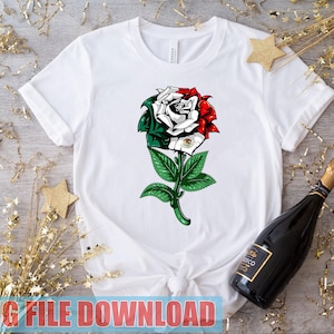 Mexican Flag PNG, Mexican T Shirt DTF Sublimation Mexicano Chicana Chicano Red Rose Png Digital Download Mexican Flowers