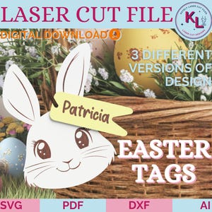 Easter Basket Name Tag Svg | Easter Basket Tag SVG, DXF, Ai, PDF | Glowforge | Laser Cut File | Easter Bunny Tag Svg | Customized Easter Tag