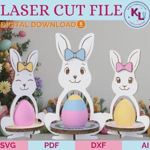 Soporte para huevos de Pascua SVG, archivo cortado con láser, Glowforge, soporte para huevos de Pascua, DXF, AI, descarga digital