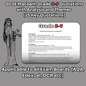 GCSE (AQA, Edexcel, OCR) Macbeth Grade 8-9 Quotations with Analysis and Themes