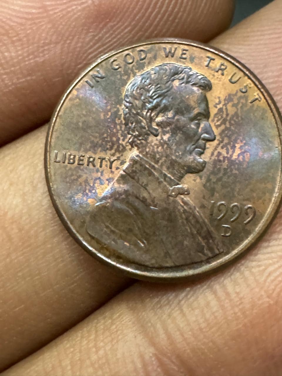 1999"D" USA Lincoln penny with mint mark "D" with error