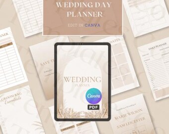 Editable wedding planner Bridal planner pdf, wedding planner printable, download wedding planner, wedding planner, wedding planner bundle