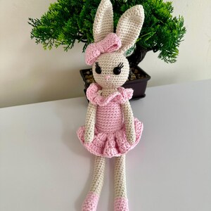 Handknitted Ballerina Bunny, toys for kids, amigurumi style toys, great gift, Crochet bunny for birthday, Bunny for baby