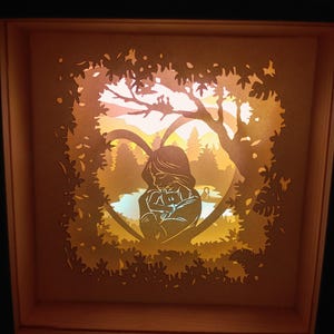 3D Paper Carving LED Light Box – A Serene Moment in Nature