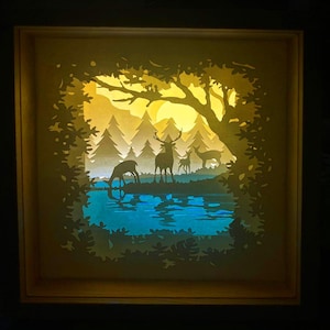 3D Paper Carving LED Light Box – A Serene Nature Escape