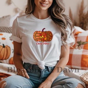 Cozy Fall Vibes Pumpkin T-Shirt ,Fall Season T-Shirt for Women,Cute Fall Graphic Tee,  Thanksgiving T-Shirt,Pumpkin T-Shirt Cozy Fall Outfit