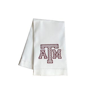 Texas A&M Aggies Hand Towel Huck Cotton, Graduation Gift, TAMU Spirit, Aggie Home Decor, Aggie Graduation, TAMU Gift, Embroidered TAMU