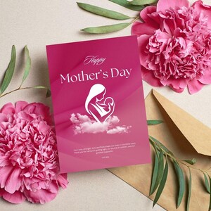 Tarjeta imprimible del Día de la Madre, Tarjeta editable, Tarjeta del Día de la Madre, Tarjeta de felicitación, Tarjeta del Día de la Madre de San Valentín