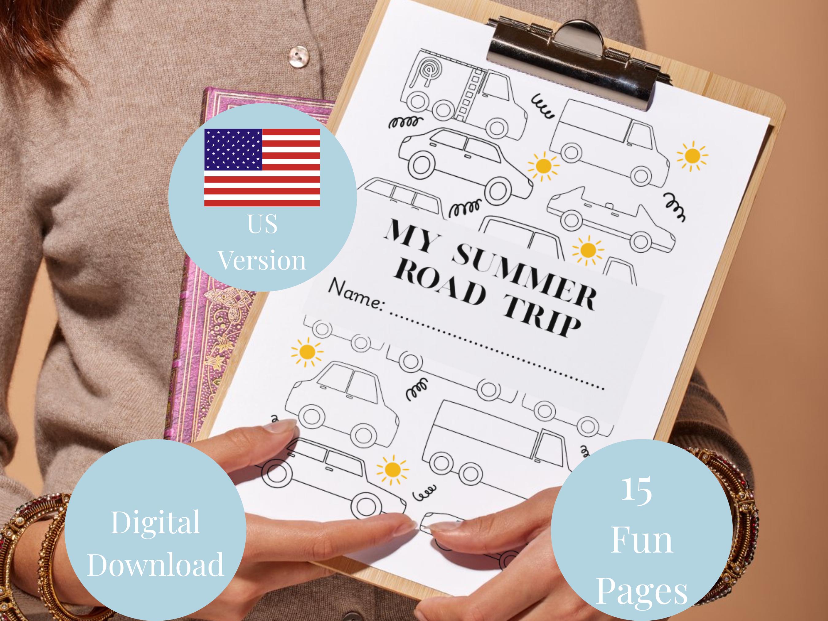 Kids Summer Road Trip Activity Sheets Worksheets Workbook Fun Screen ...