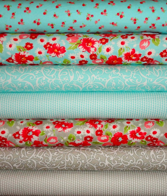 Items similar to Ruby Moda Flannel Fabric Half Yard Bundle Aqua Grey on