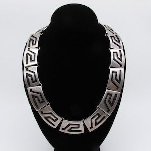 Taxco Geometric Tribal Choker Necklace Sterling 1940&#39;s