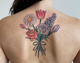 Custom Birth Flower Bouquet Tattoo Design (Digital Download)