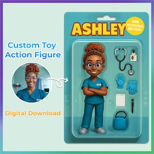 Personalized Action Figure Digital Art: Custom Toy Box Design (Digital Download)