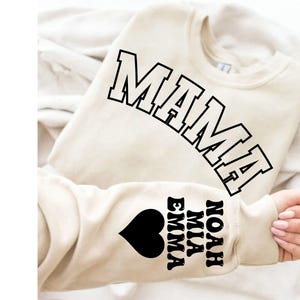 Mama Svg, Moletom Mama Personalizado Com Nomes De Crianças Na Manga Svg, Dia Das Mães Svg, Presente De Dia Das Mães, Camiseta Mama, Vida De Mãe Svg, Presente Para A Mãe